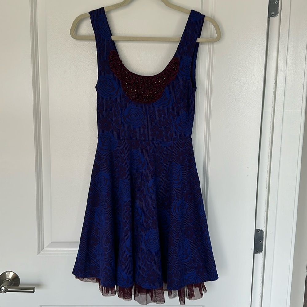 Free people beaded tulle mini dress